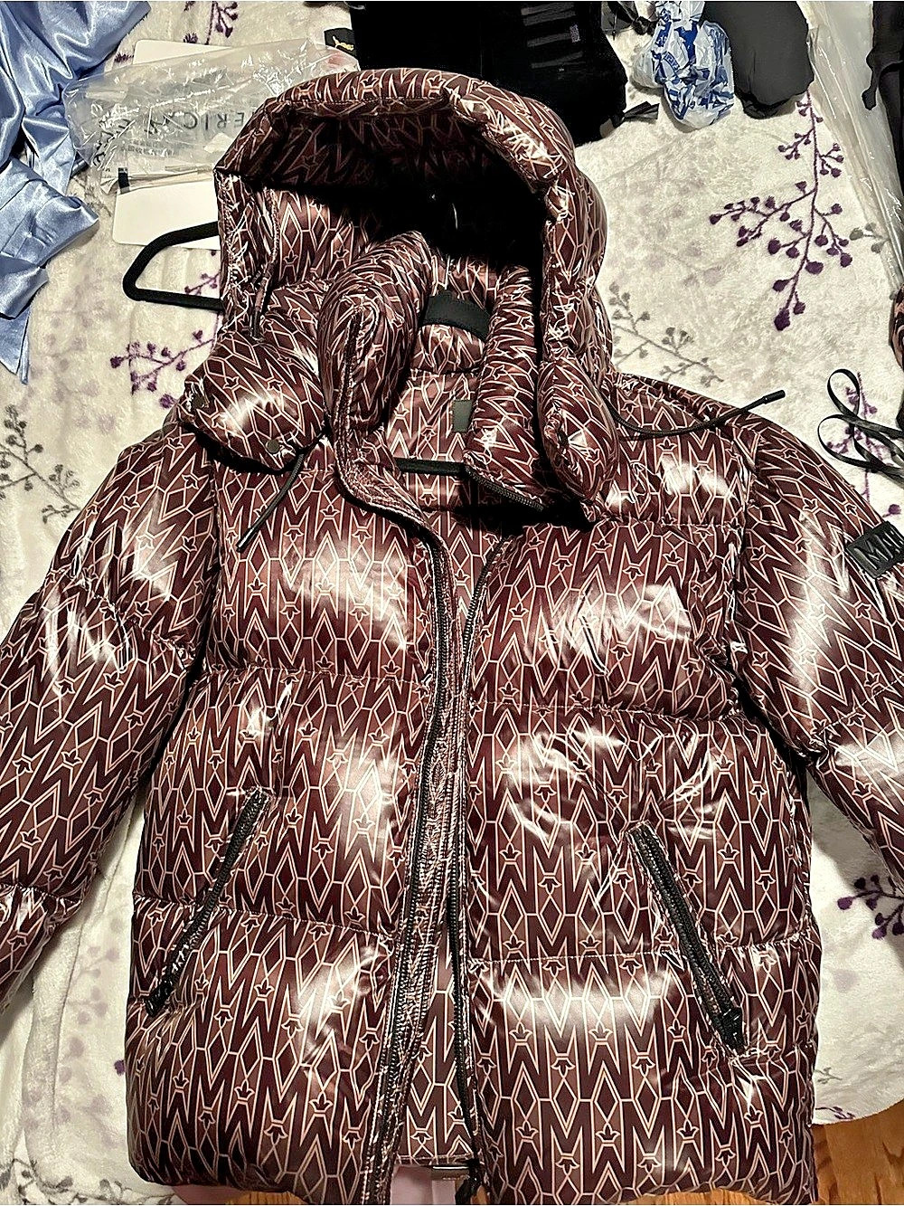 Mackage KENT Geometric Puffer Jacket in Brown NWT